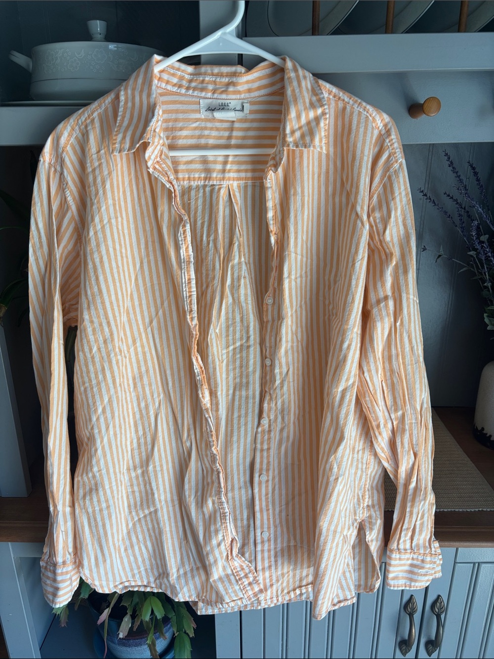 H&M women’s peach striped button down